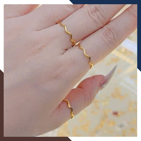 Nhẫn Vàng Tây Nữ 10K Kiểu Gợn Sóng Thanh Mảnh NVN339 – Đơn Giản, Phù Hợp Layering