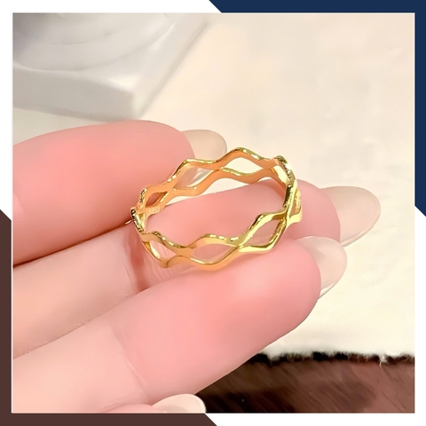 Nhẫn Vàng Tây Nữ 10K Kiểu Gợn Sóng Thanh Mảnh NVN339 – Đơn Giản, Phù Hợp Layering