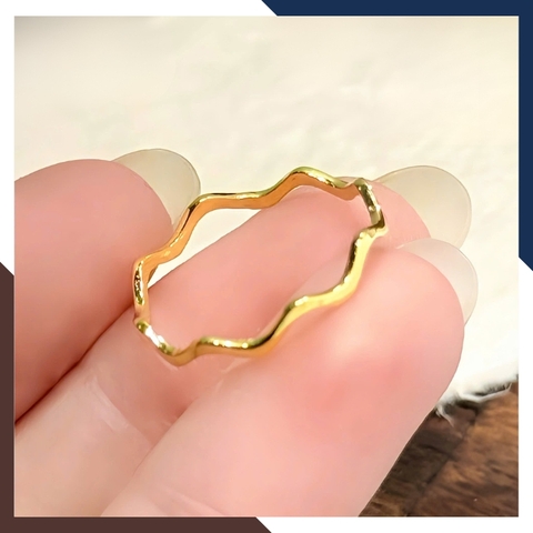 Nhẫn Vàng Tây Nữ 10K Kiểu Gợn Sóng Thanh Mảnh NVN339 – Đơn Giản, Phù Hợp Layering