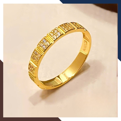 Nhẫn Vàng Tây Nữ 10k 3.6 Phân Mã NVN282 – Thiết Kế Ô Vuông Đính Đá Tinh Xảo