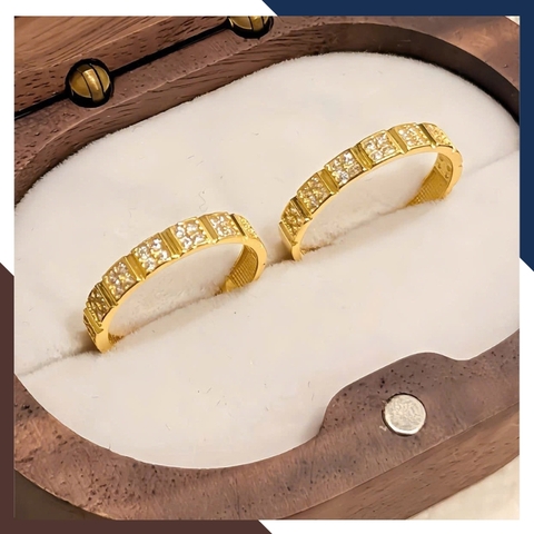 Nhẫn Vàng Tây Nữ 10k 3.6 Phân Mã NVN282 – Thiết Kế Ô Vuông Đính Đá Tinh Xảo