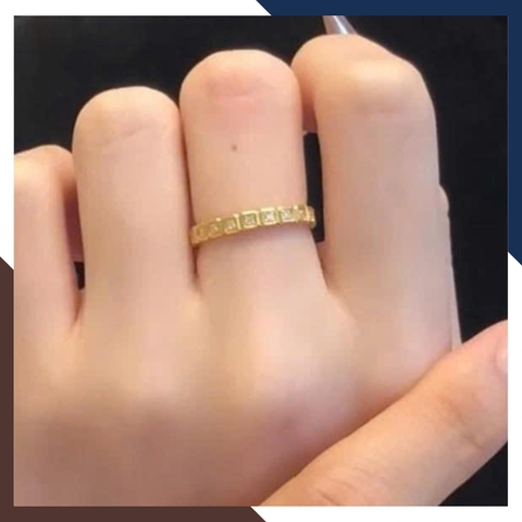 Nhẫn Vàng Tây Nữ 10k 3.6 Phân Mã NVN282 – Thiết Kế Ô Vuông Đính Đá Tinh Xảo