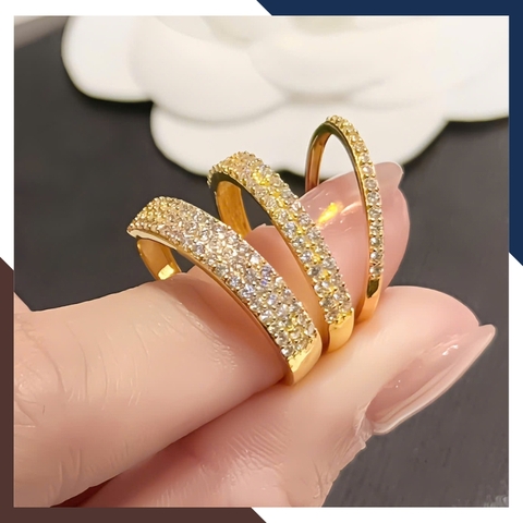 Nhẫn Vàng Tây Nữ 10k Mã NVN285 – Kiểu Dáng 1, 2 Hoặc 3 Hàng Đá Sáng Lấp Lánh