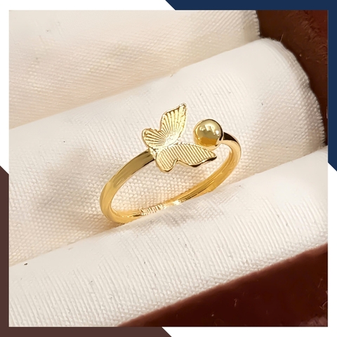 Nhẫn Vàng Tây Nữ 10K NVN292 – Thiết Kế Dáng Hở Hình Bướm 3D Điệu Đà
