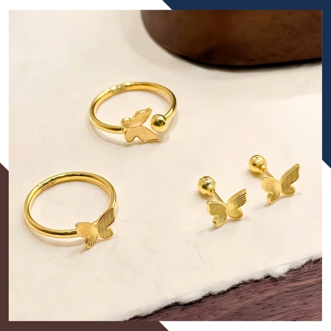 Nhẫn Vàng Tây Nữ 10K NVN292 – Thiết Kế Dáng Hở Hình Bướm 3D Điệu Đà