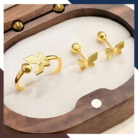 Nhẫn Vàng Tây Nữ 10K NVN292 – Thiết Kế Dáng Hở Hình Bướm 3D Điệu Đà