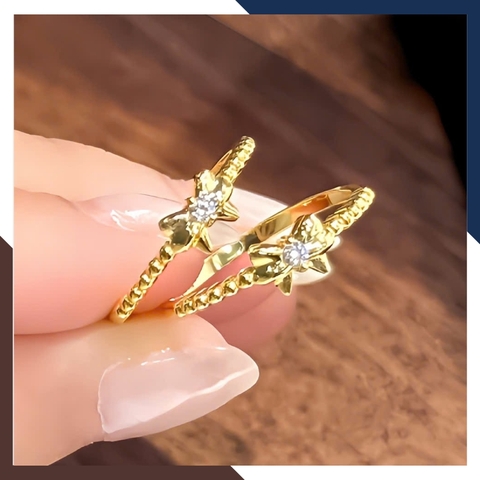 Nhẫn Vàng Tây Nữ 10k NVN293 – Bản Mảnh Hình Bướm Nhẹ Nhàng, Tinh Tế