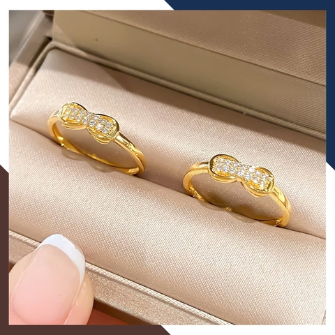 Nhẫn Vàng Tây Nữ 10K NVN300 – BST 5 Kiểu Nhẫn Hình Nơ Hoàn Hảo Đeo Ngón Trỏ