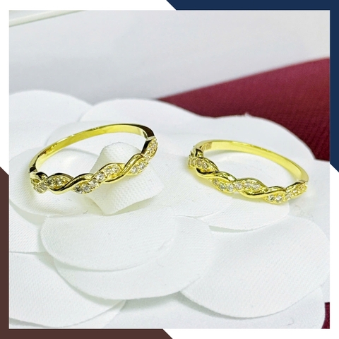 Nhẫn Vàng Tây Nữ 10K NVN317 – Kiểu Xoắn Thanh Mảnh, Đeo Layering Đẹp Mọi Ngón Tay