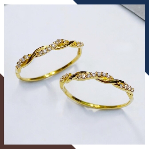 Nhẫn Vàng Tây Nữ 10K NVN320 – Kiểu Xoắn Mỏng, Dễ Phối Layering Nhiều Ngón