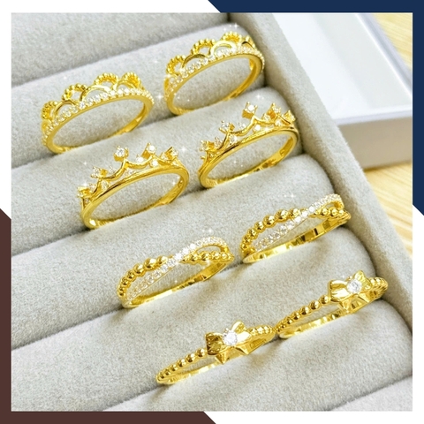 Nhẫn Vàng Tây Nữ 10K NVN341 – Bộ Sưu Tập 4 Mẫu Nhẫn Mảnh Phù Hợp Đeo Layering