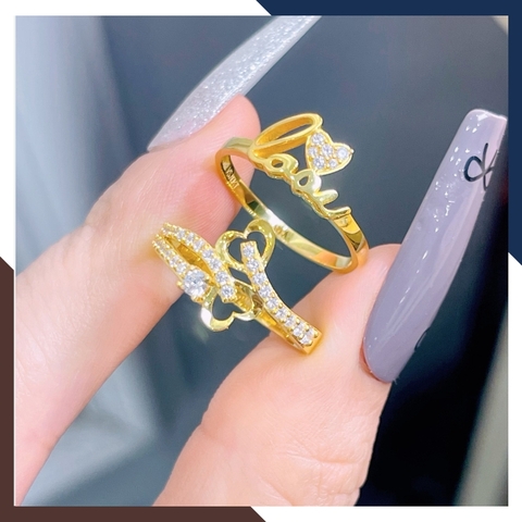 Nhẫn Vàng Tây Nữ 10K NVN399 – Thiết Kế Trái Tim & Love Đính Đá Lấp Lánh, Quà Tặng Ý Nghĩa Cho Người Yêu