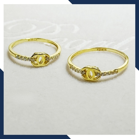 Nhẫn vàng tây nữ đẹp đơn giản, nhẫn chanel vàng 10k đeo ngón trỏ nữ đẹp mã 808TL27