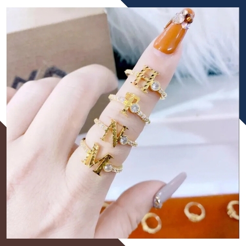 Nhẫn vàng tây nữ đẹp đơn giản, nhẫn vàng chữ cái 10k mã 1436TL48