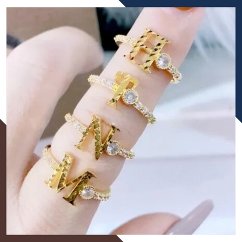 Nhẫn vàng tây nữ đẹp đơn giản, nhẫn vàng chữ cái 10k mã 1436TL48