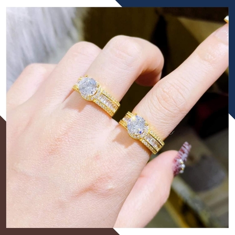 Nhẫn vàng tây nữ đính đá bản to, mẫu nhẫn vàng nữ đẹp 2022 trọng lượng 1 chỉ mã 2900TL10