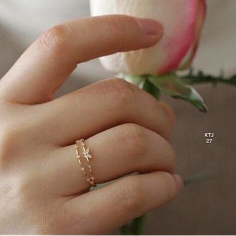 Nhẫn vàng tây nữ 10k hình bướm mã NVNU08 – Bản mảnh 2 vòng, phù hợp đeo ngón trỏ