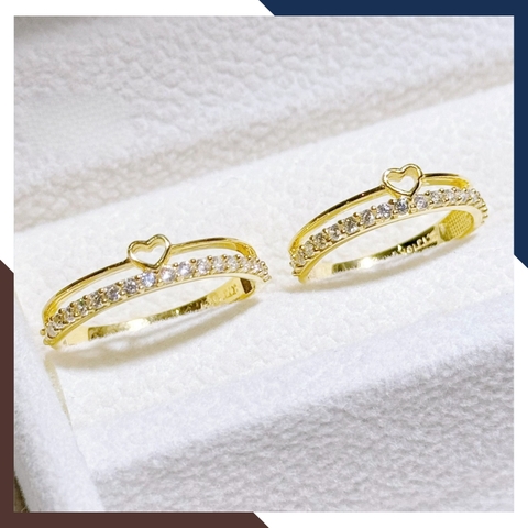 Nhẫn vàng tây trái tim 10k 2 vòng đơn giản tặng người yêu, bạn gái đeo ngón trỏ đẹp mã TL33