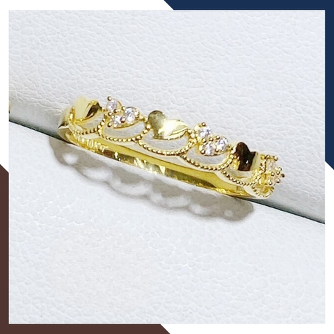 Nhẫn vàng trái tim tặng người yêu, nhẫn 6 trái tim nhỏ tiny heart bằng vàng tây 10k cho nữ đẹp mã TL26