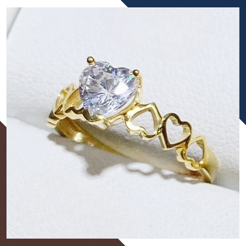 Nhẫn vàng trái tim tặng người yêu, nhẫn vàng tây nữ 10k đính hột đá hình trái tim đẹp mã TL35