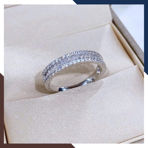Nhẫn Vàng Trắng Nam Nữ 10k Đính Đá Gate NVN241 – Bản Tròn Tạo Điểm Nhấn Thanh Lịch