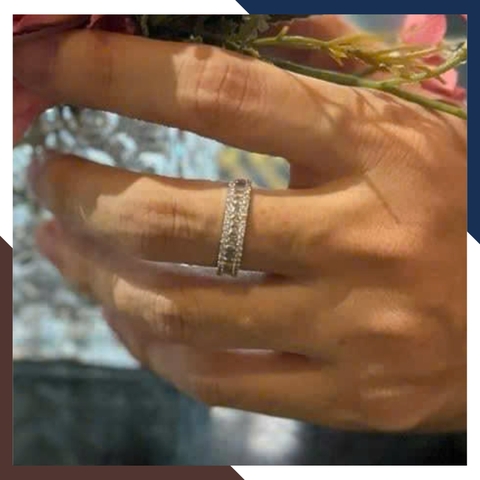 Nhẫn Vàng Trắng Nam Nữ 10k Đính Đá Gate NVN241 – Bản Tròn Tạo Điểm Nhấn Thanh Lịch