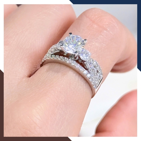 Nhẫn Vàng Trắng Nữ 10k Đính Hột Đá Cao NVN249 – Món Quà Cầu Hôn/ Tặng Bạn Gái Ngọt Ngào