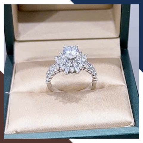 Nhẫn Vàng Trắng Nữ 10k Đính Ổ Đá Cao Sang Trọng & Nổi Bật NVN242 – Trang Sức Hoàn Hảo Dự Tiệc