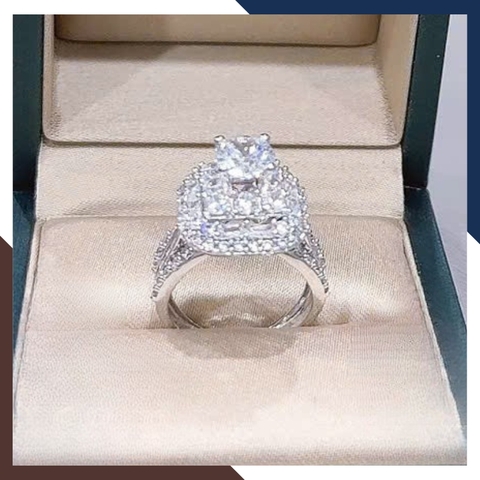 Nhẫn Vàng Trắng Nữ 10k Đính Ổ Đá Cao Sang Trọng & Nổi Bật NVN242 – Trang Sức Hoàn Hảo Dự Tiệc