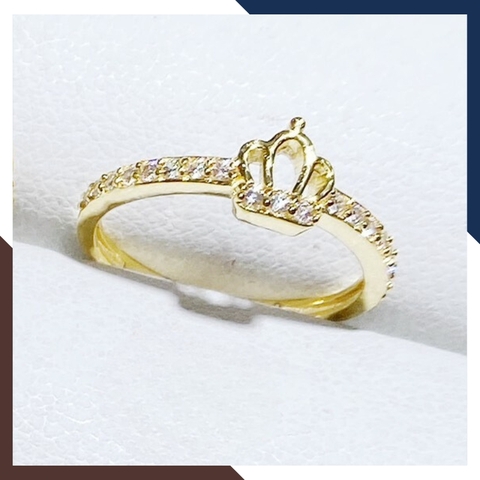 Nhẫn vương miện vàng tây 10k đính đá trọng lượng 3 phân cho nữ đẹp mã TL34