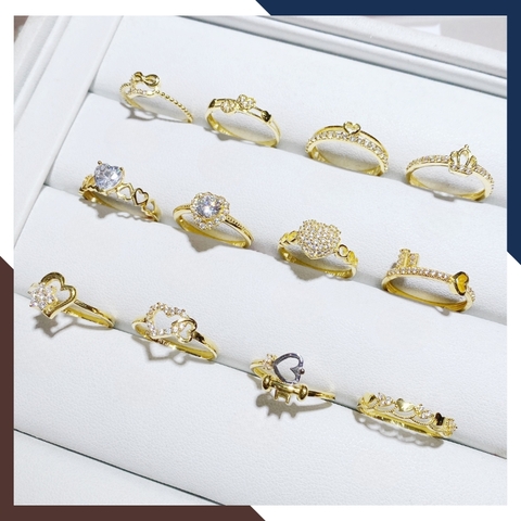 Nhẫn vương miện vàng tây 10k đính đá trọng lượng 3 phân cho nữ đẹp mã TL34