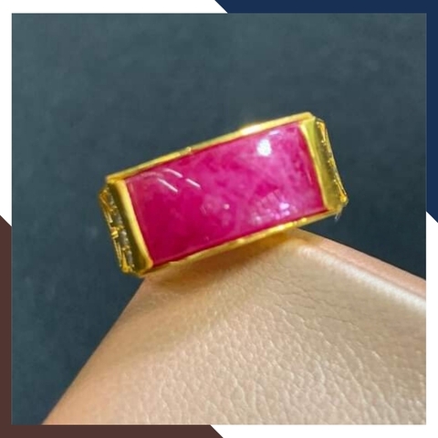 Nhẫn yên ngựa đá ruby cho nam nữ bằng vàng tây 10k mã D400TL95