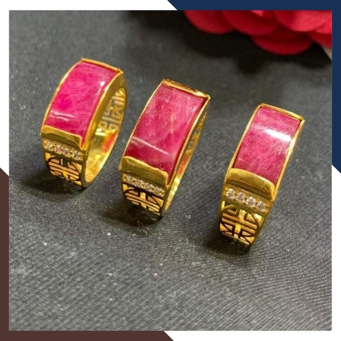 Nhẫn yên ngựa đá ruby cho nam nữ bằng vàng tây 10k mã D400TL95