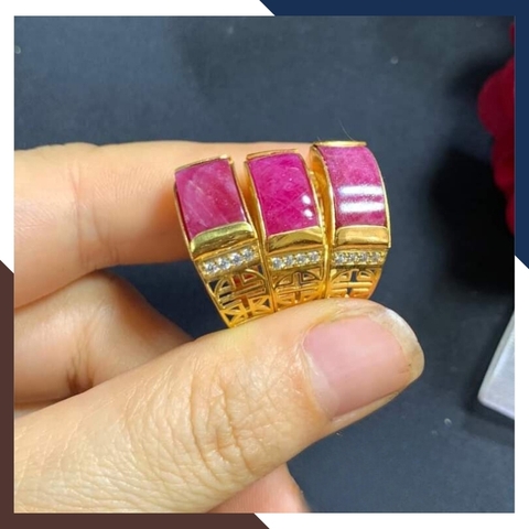 Nhẫn yên ngựa đá ruby cho nam nữ bằng vàng tây 10k mã D400TL95