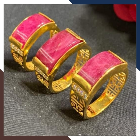 Nhẫn yên ngựa đá ruby cho nam nữ bằng vàng tây 10k mã D400TL95