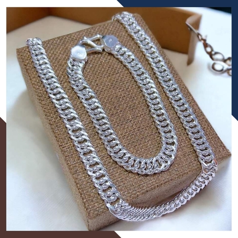 Sét dây chuyền lắc tay bạc nam sợi to 1 cây mã D148L52