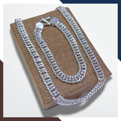 Sét dây chuyền lắc tay bạc nam sợi to 1 cây mã D148L52