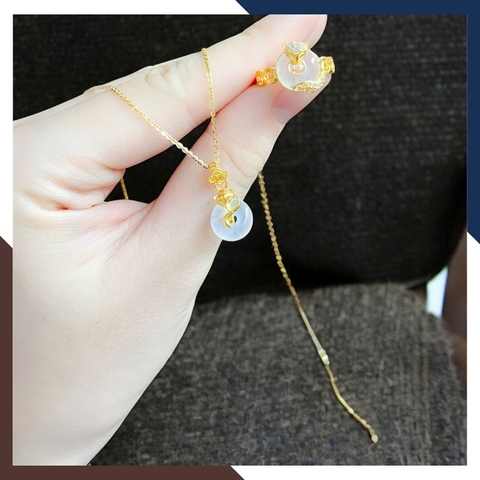 Set Hồ Thiên Cửu Vận Gồm Dây Chuyền & Nhẫn Hồ Ly Vàng 10k Ôm Đồng Điếu DCPT01