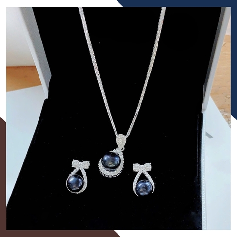 Set Ngọc Trai Bạc Hình Nơ Cho Nữ BTSNT177 – Tinh Tế Từng Chi Tiết, Tôn Lên Vẻ Đẹp Nữ Tính