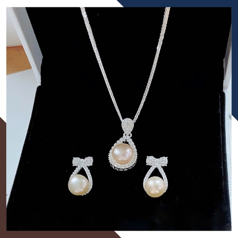 Set Ngọc Trai Bạc Hình Nơ Cho Nữ BTSNT177 – Tinh Tế Từng Chi Tiết, Tôn Lên Vẻ Đẹp Nữ Tính