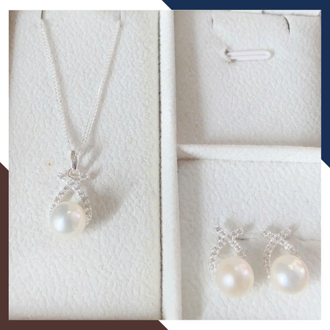 Set Ngọc Trai Bạc Hình Nơ Cho Nữ BTSNT177 – Tinh Tế Từng Chi Tiết, Tôn Lên Vẻ Đẹp Nữ Tính