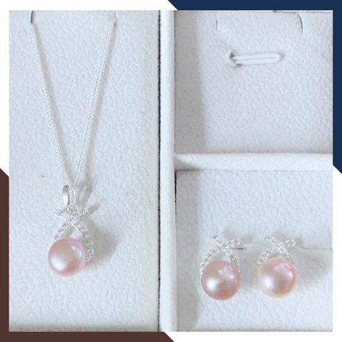 Set Ngọc Trai Bạc Hình Nơ Cho Nữ BTSNT177 – Tinh Tế Từng Chi Tiết, Tôn Lên Vẻ Đẹp Nữ Tính