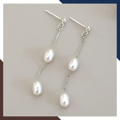 Bộ ngọc trai gồm dây chuyền và bông tai bằng bạc cho nữ đẹp mã 56AC300 ngọc trai gồm dây chuyền và bông tai bằng bạc cho nữ đẹp mã 56AC300