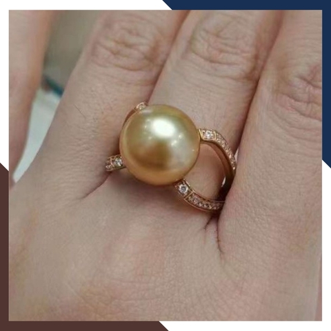 Set ngọc trai gồm nhẫn bông tai và mặt dây chuyền bằng vàng tây 10k cho nữ đẹp mã 81013T11