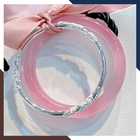 Set 2 Vòng Tay LTBN102 -  Vòng Bạc Liên Hoa Kết Hợp Vòng Đá Mắt Mèo Nữ Tính & Sang Trọng