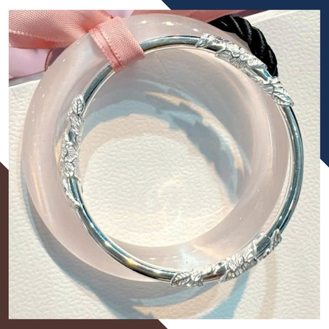 Set 2 Vòng Tay LTBN102 -  Vòng Bạc Liên Hoa Kết Hợp Vòng Đá Mắt Mèo Nữ Tính & Sang Trọng