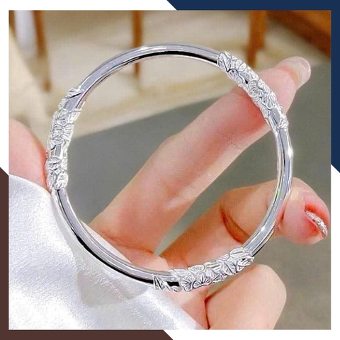 Set 2 Vòng Tay LTBN102 -  Vòng Bạc Liên Hoa Kết Hợp Vòng Đá Mắt Mèo Nữ Tính & Sang Trọng