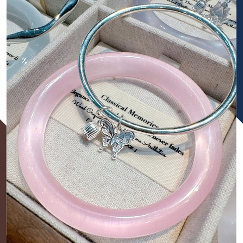 Set Vòng Charm Bạc Kết Hợp Vòng Đá Mắt Mèo LTBN105 – Độc Đáo, Sang Trọng & Nổi Bật