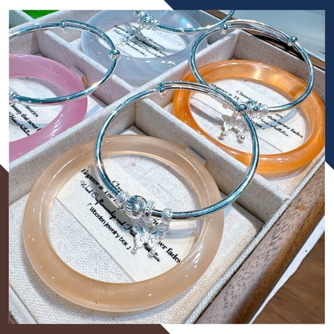 Set Vòng Charm Bạc Kết Hợp Vòng Đá Mắt Mèo LTBN105 – Độc Đáo, Sang Trọng & Nổi Bật