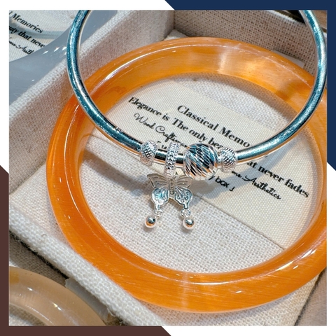 Set Vòng Charm Bạc Kết Hợp Vòng Đá Mắt Mèo LTBN105 – Độc Đáo, Sang Trọng & Nổi Bật